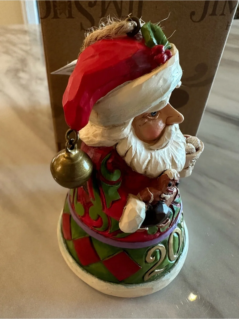 Jim Shore Red, Green & White 2025 Santa Bell Ornament